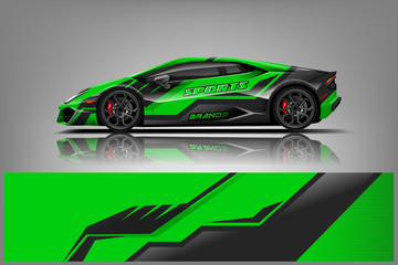 Plakat Racing car wrap design. sedan hatchback and sport car wrap design. abstract background with vector dekal 