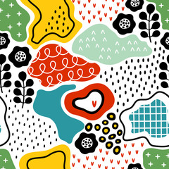 Creative seamless pattern with hand drawn textures 