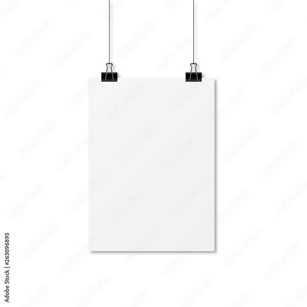 Poster paper with shadow. empty paper mockup. mockup style in vector