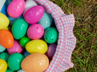 Easter Eggs in a pink easter basket