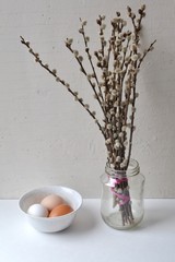 eggs and pussy willow