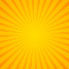 Sunburst background. Orange background with radial lines for retro illustration in pop art style. - vector