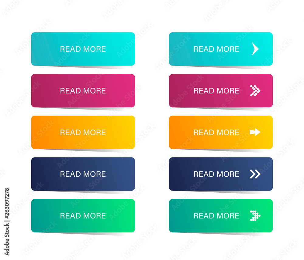Poster read more button. colorful button set. symbol read more in web design. vector