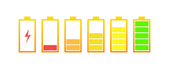 Battery icon. Battery fuel and empty set. Vector