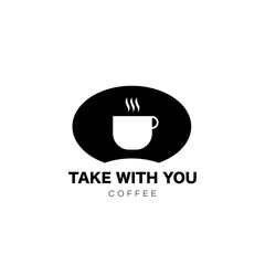 Coffee take with you. Cup icon in flat style. Drink coffee on work. Vector