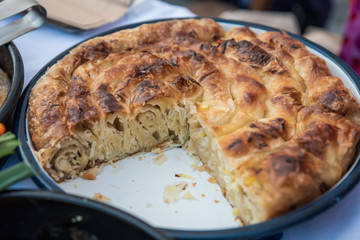 Tradicional homemade Balcan pie  made by housewives from villages