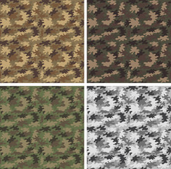 Camouflage seamless pattern set. Military texture