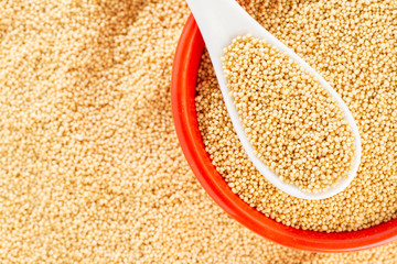 amaranth grains in spoon, superfood