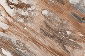 Orange watercolor and ink paper textures on white background. Chaotic stylish abstract organic design.