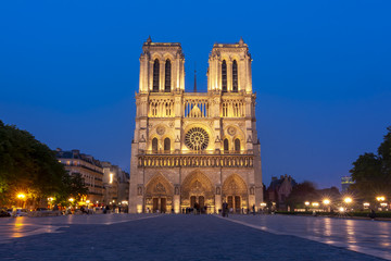 Fototapeta na wymiar Notre-Dame de Paris Cathedral at night, France