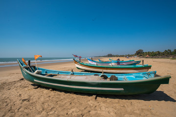 Naklejka na ściany i meble Fishing Boats Near Gokarna India South India