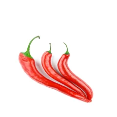 Fotobehang red chili peppers isolated on white background © Tak