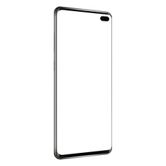 Modern frameless smartphone mockup with blank screen - side view. Vector illustration