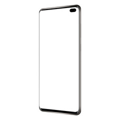 New modern frameless mobile phone mock up with blank screen - side perspective view. Vector illustration