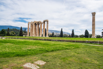 Ruins of the ancient Temple of Olympian Zeus in Athens