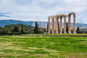 Ruins of the ancient Temple of Olympian Zeus in Athens