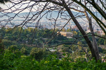 Athens cityscape with Temple of Hephaestus in the distance
