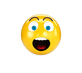 Yellow Surprised emoji on white isolated background, 3d illustration
