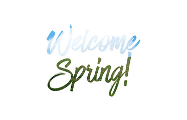 Welcome spring text isolated on white background