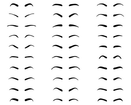 Types and forms of eyebrows, tattoo design, vector