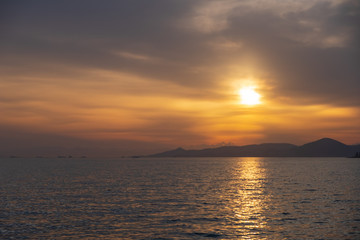 Obraz na płótnie Canvas Sunset scene at Paleo Faliro beach in Athens Greece