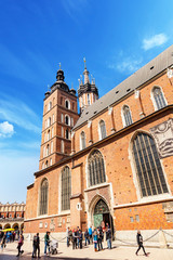 Fototapeta premium Krakow - Poland's historic center, a city with ancient architecture. St. Mary's Basilica