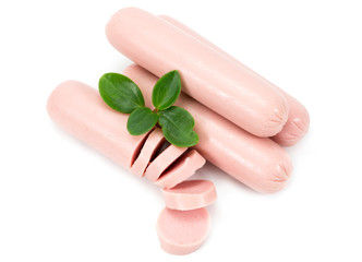 Hot dog sausages on a white background. The Hot dog sausages on a white background