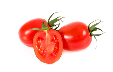 Fresh tomatoes on white background.