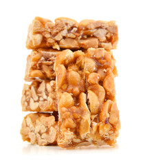 peanut in a sugar syrup (caramel) on a white background