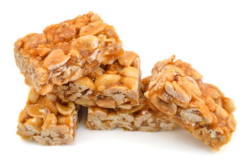 Peanut bar on white background