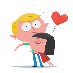 Girl hugging a boy