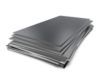 Stack of steel profile sheets. 3D Illustration