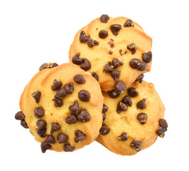 Chocolate chips cookies isolated on white