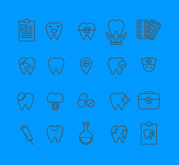 Health care set. Set of outline icon. Dental care logo. Outline icon set. Vector.