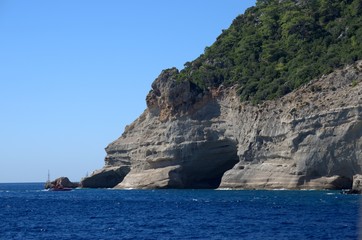 Fototapeta na wymiar Big rock close-up in the Mediterranean Sea.