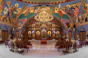 Fototapeta na wymiar Interior of the Annunciation Byzantine Catholic Church of Homer Glen, Illinois