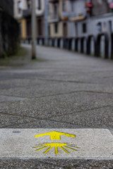 Sign showing the way to Camino de Santiago´s pilgrims