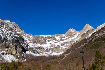 Great mountains at high altitude looking into the valley