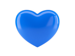 Blue heart icon on white isolated background. 3d rendering