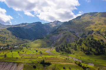 Fototapeta na wymiar View of Caucasus mountains along Georgian Military Road, Republic of Georgia