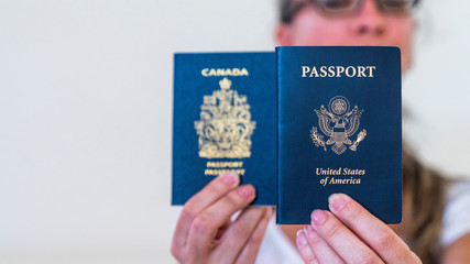 American And Canadian Passports Side By Side