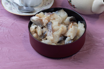 fresh Steamed Pangasius Dory Fish on bowl