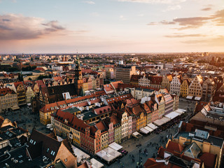 Wrocław Rynek Panorama z powietrza - obrazy, fototapety, plakaty