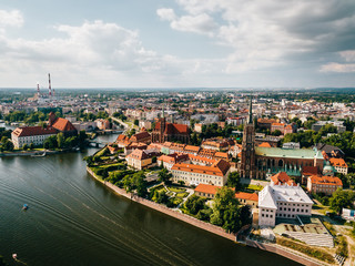 Wrocław Panorama Odry i Bulwaru - z powietrza