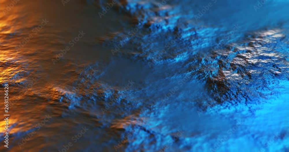 Poster abstract fractal landscape. wave and ripple motion background. vj seamless loop. 3d render