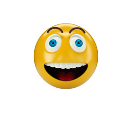 Yellow Smiling Emoji on white isolated background, 3d illustration