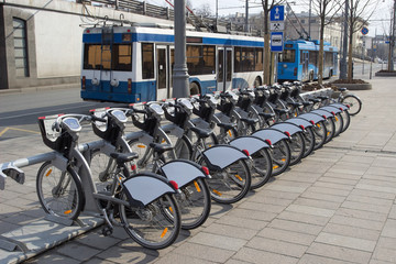 City bike rental, cycling, ecological transport