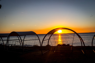 Fototapeta na wymiar sunset on the Albanian beach