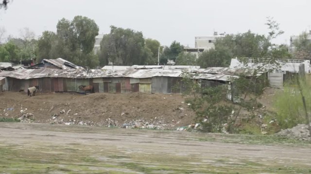 Poor Housing Conditions Tin Shacks in Santiago Chile Ghetto