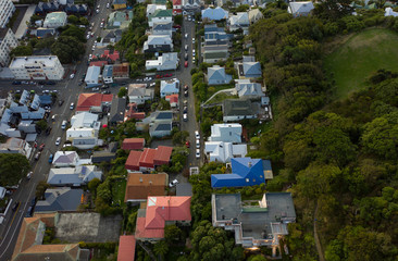 Urban rooftops at dusk, Wellington New Zealand 